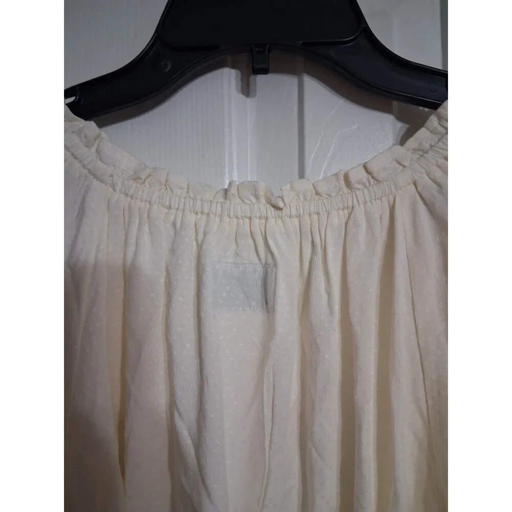 NWT Women's Old Navy Long Sleeve Ruffled Split Neck Top Blouse Size 3X Cream N6 - Picture 11 of 12